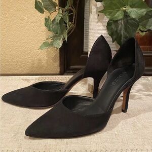 Vince. Celeste D'Orsay Black Suede Heels Made In Italy-37
